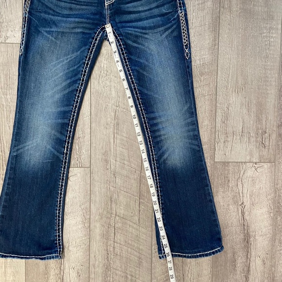 ROCK REVIVAL 26 ROSELIN BOOT CUT JEANS FLAP POCKETS CHUNKY STITCHING - Picture 5 of 12